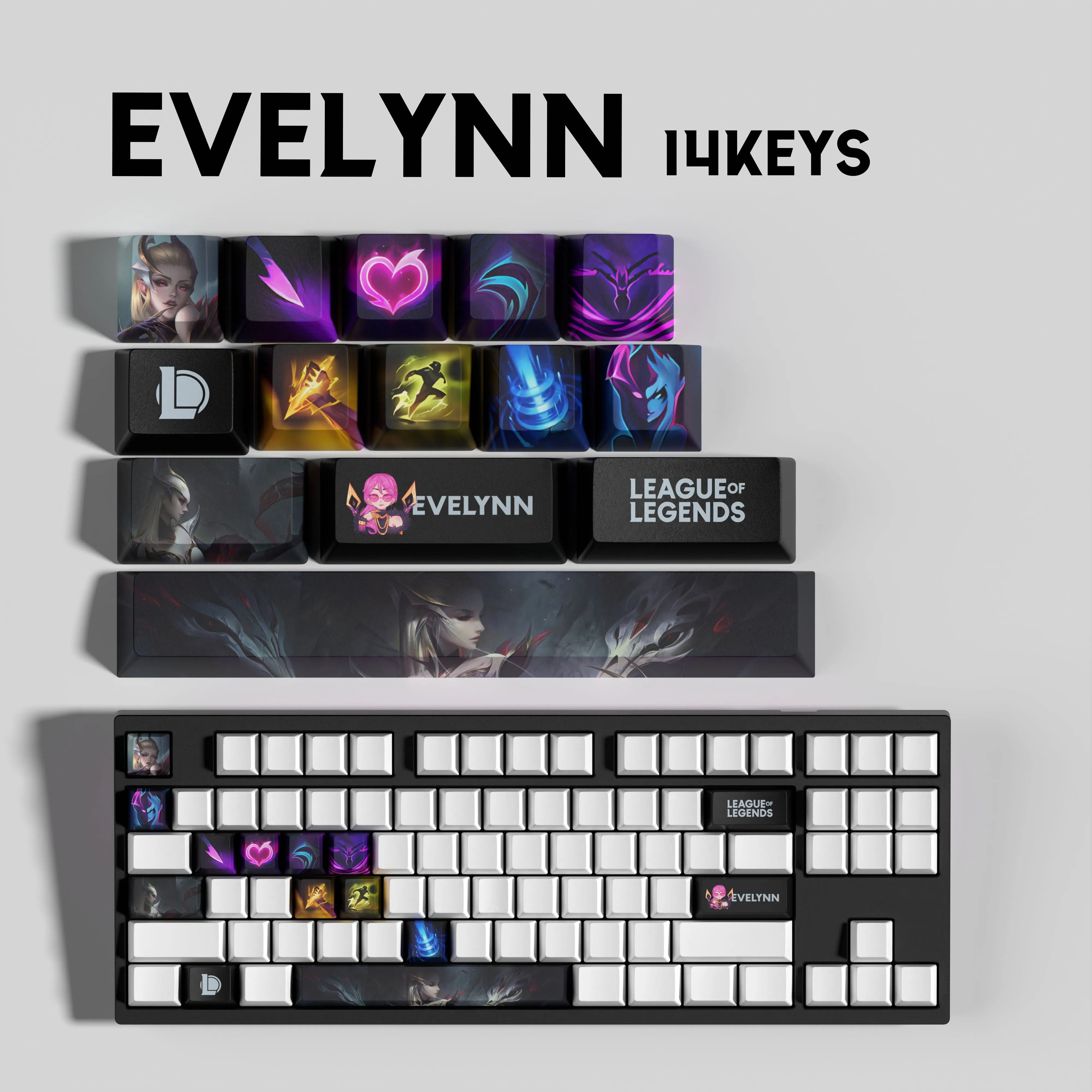 NEW SPECIAL EDITION League of Legends Evelynn Keycaps – 14 Key