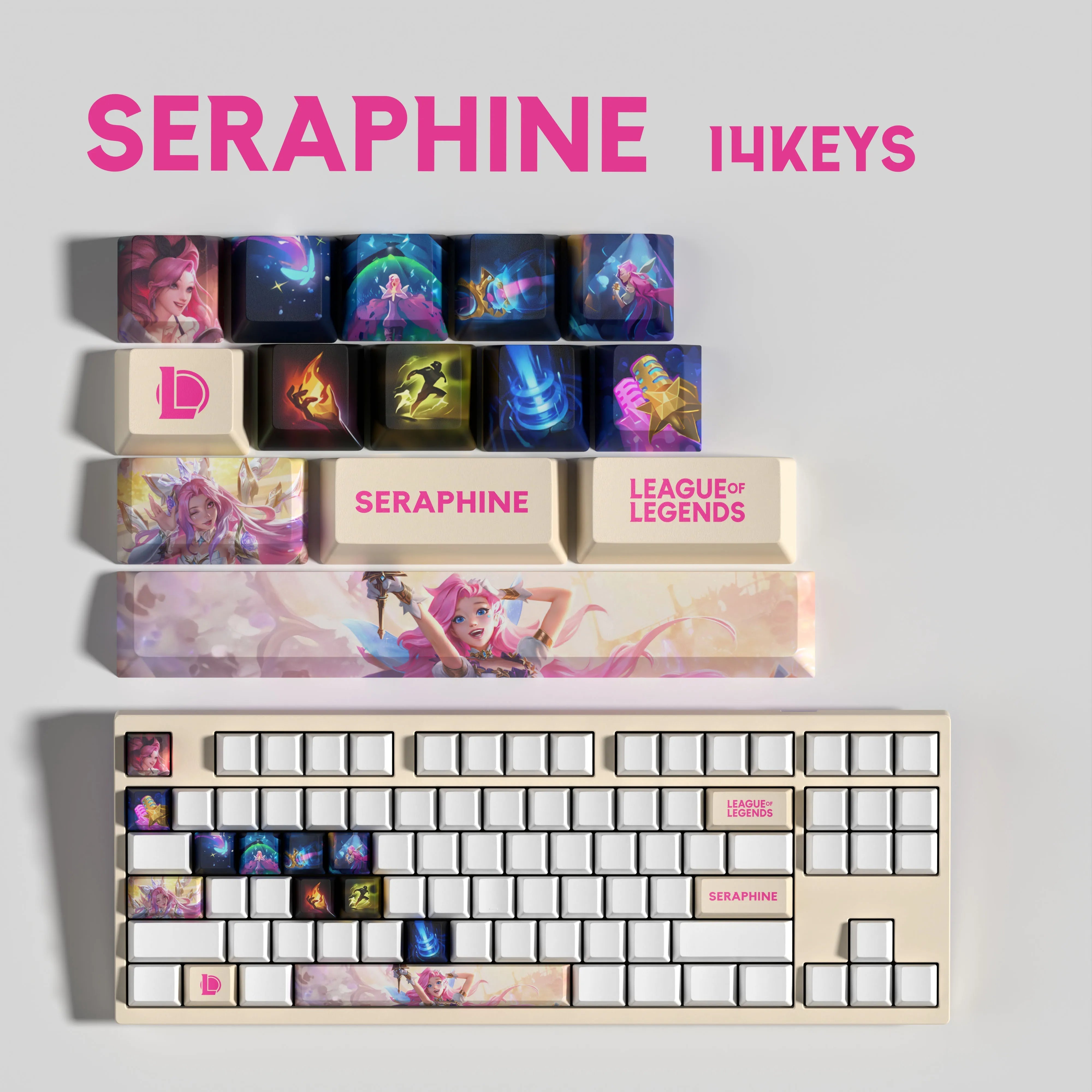 NEW SPECIAL EDITION League of Legends Seraphine Keycaps – 14 Key