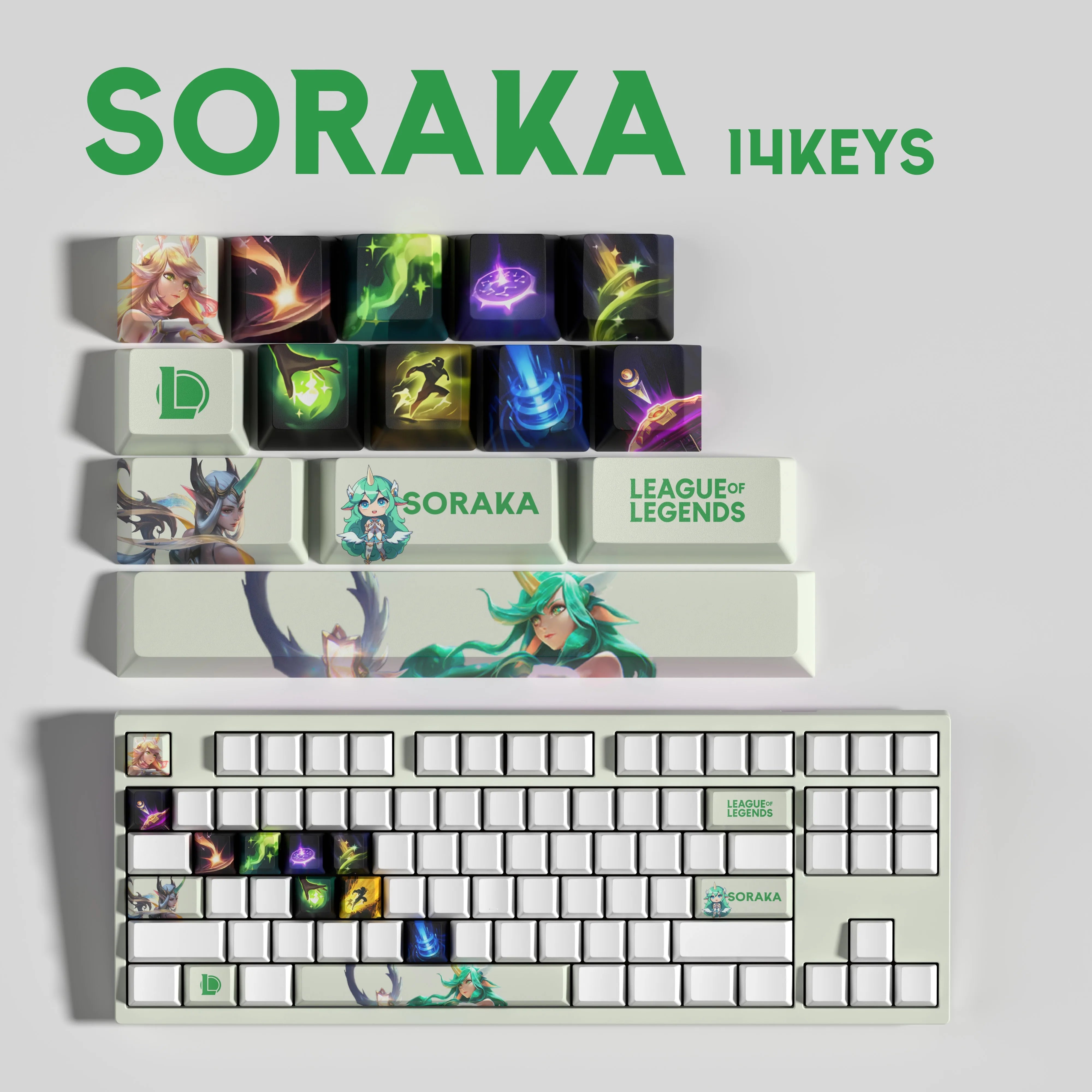 NEW SPECIAL EDITION League of Legends Soraka Keycaps – 14 Key