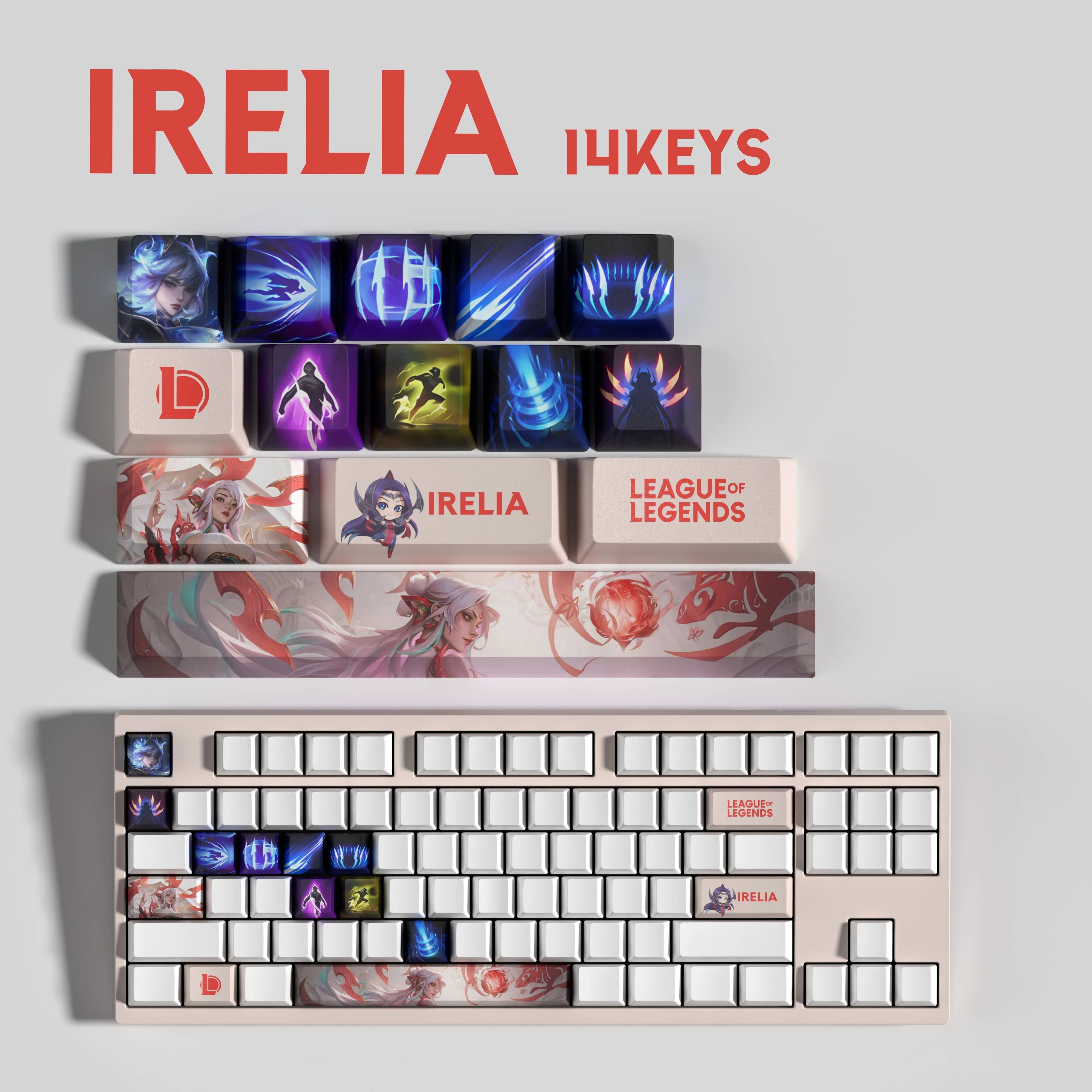 NEW SPECIAL EDITION League of Legends Irelia Keycaps – 14 Key