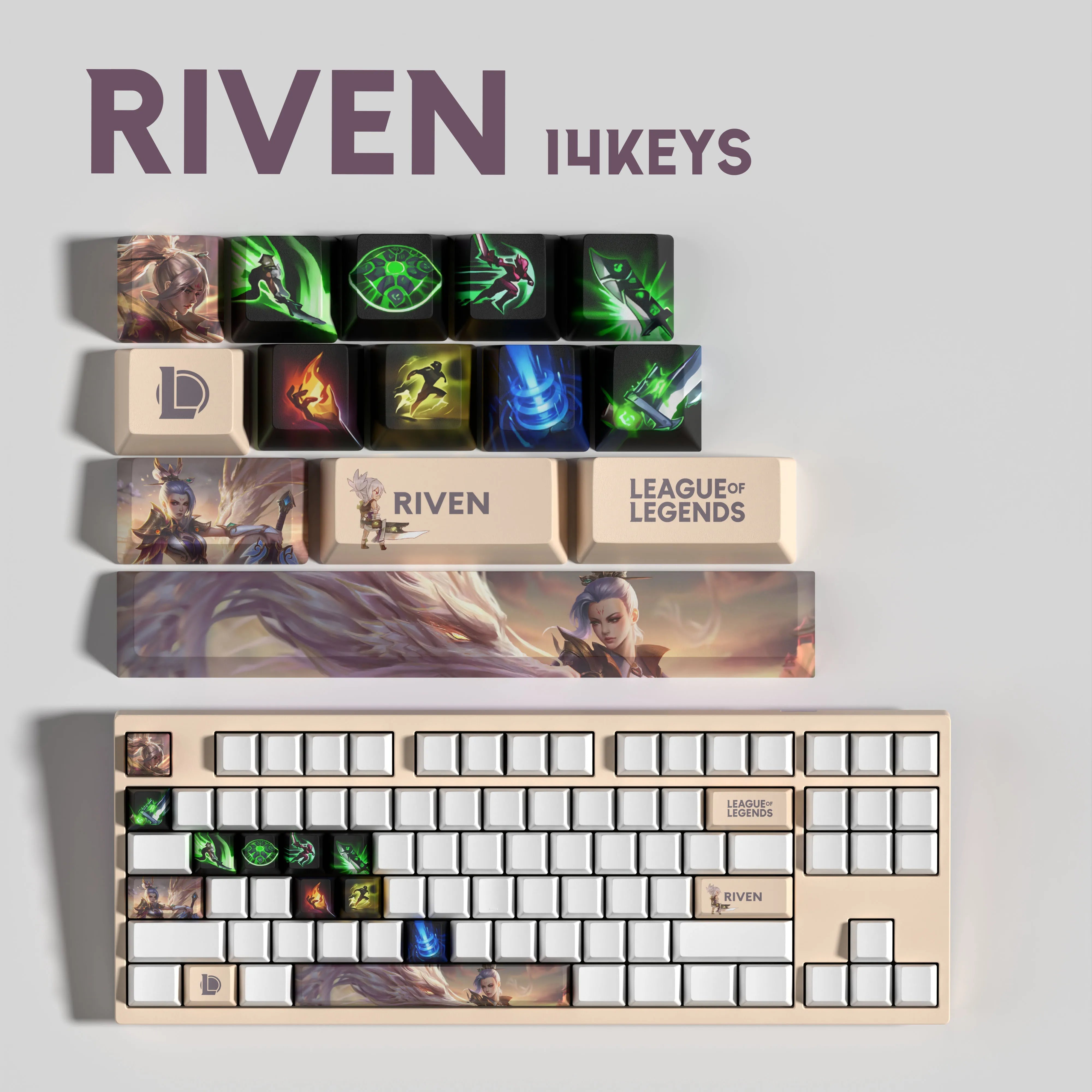 NEW SPECIAL EDITION League of Legends Riven Keycaps – 14 Key