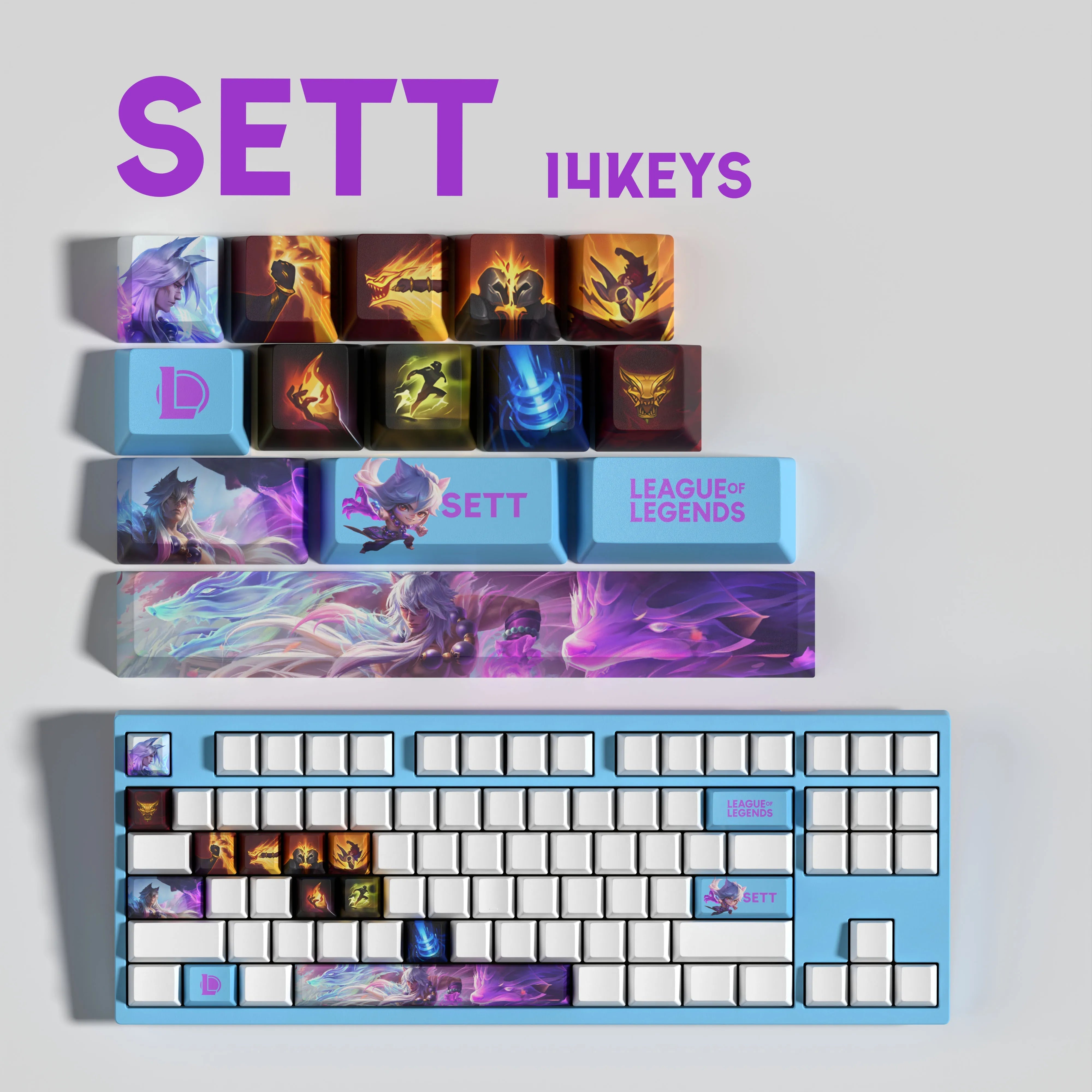 NEW SPECIAL EDITION League of Legends Sett Keycaps – 14 Key