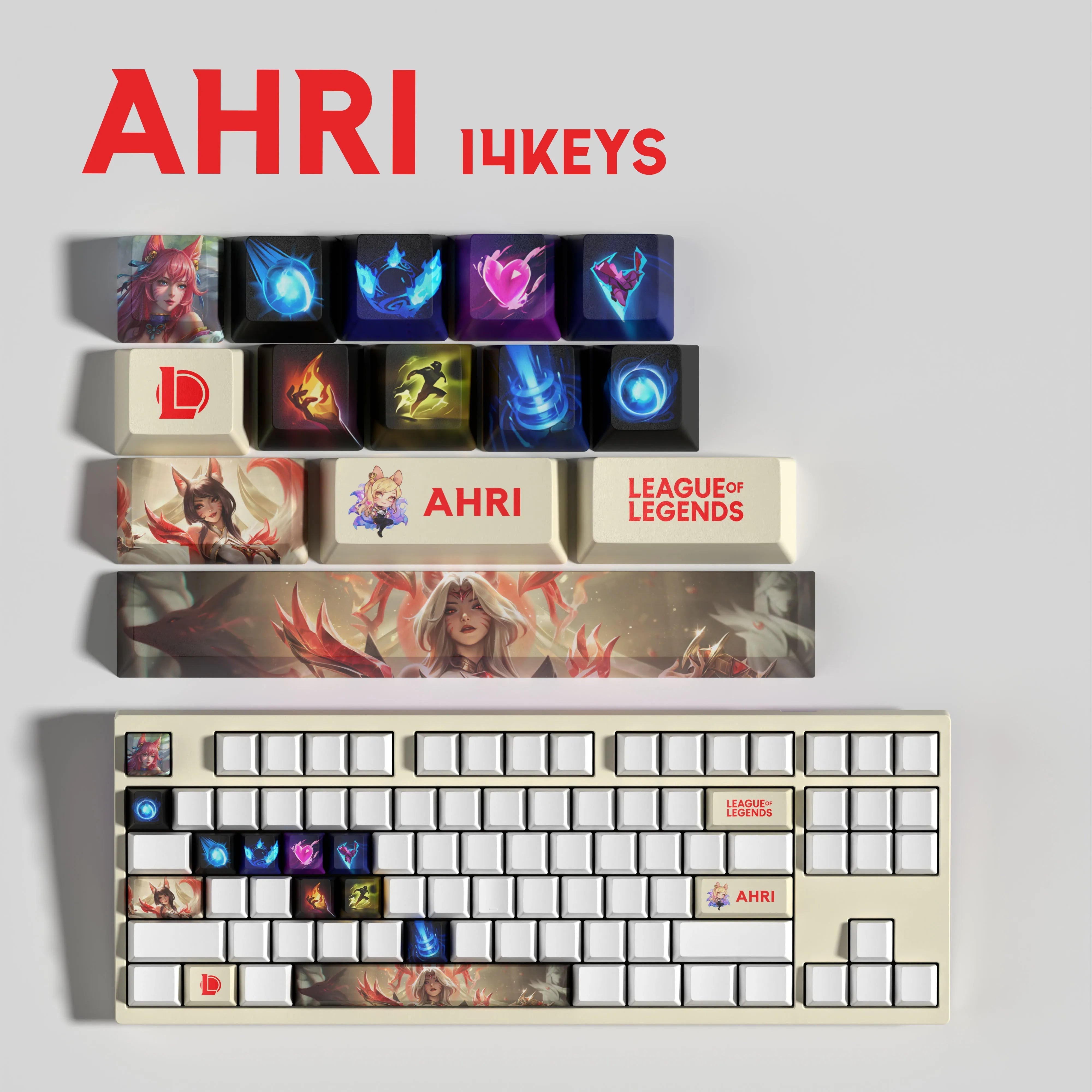 NEW SPECIAL EDITION League of Legends Ahri Keycaps – 14 Key