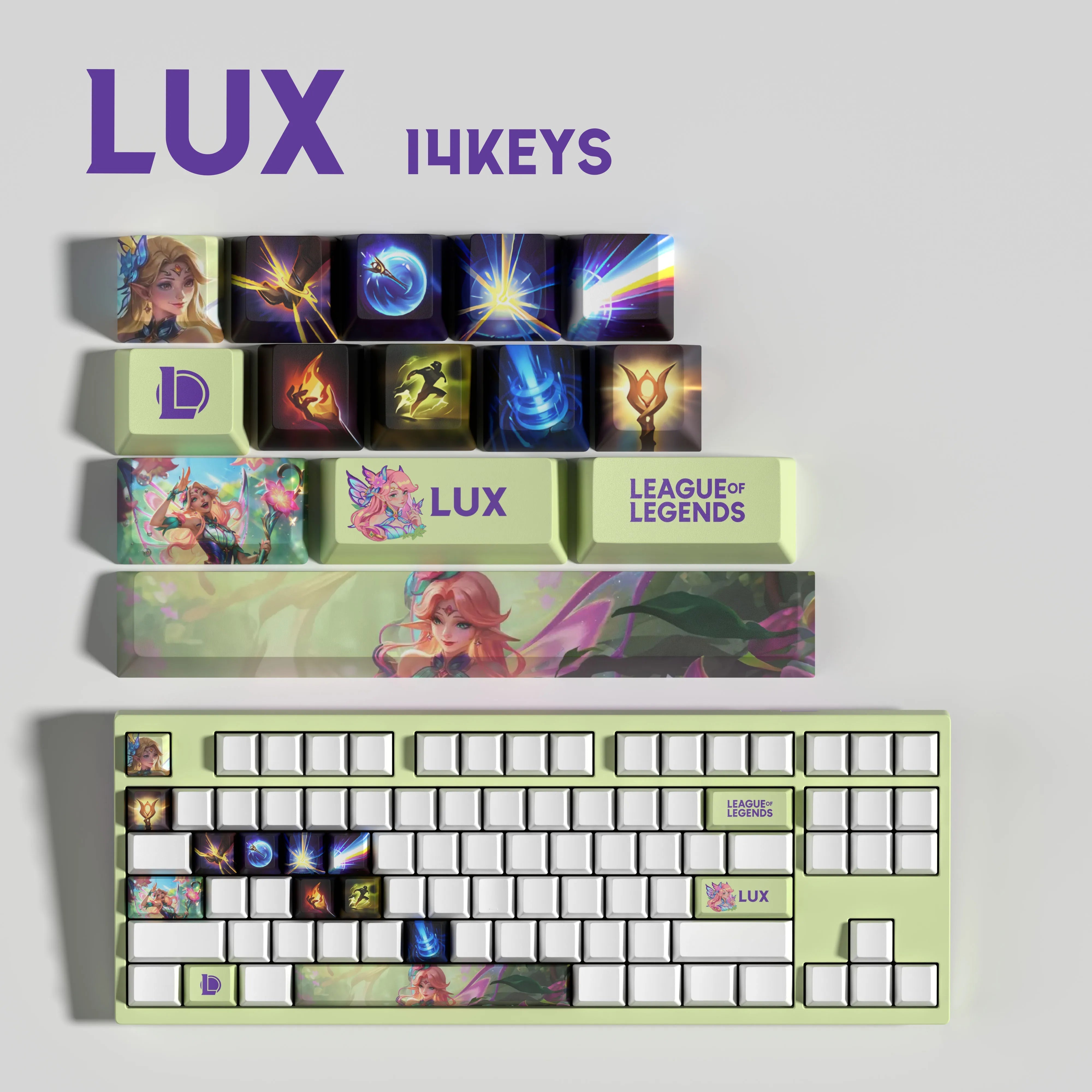 NEW SPECIAL EDITION League of Legends Lux Keycaps – 14 Key