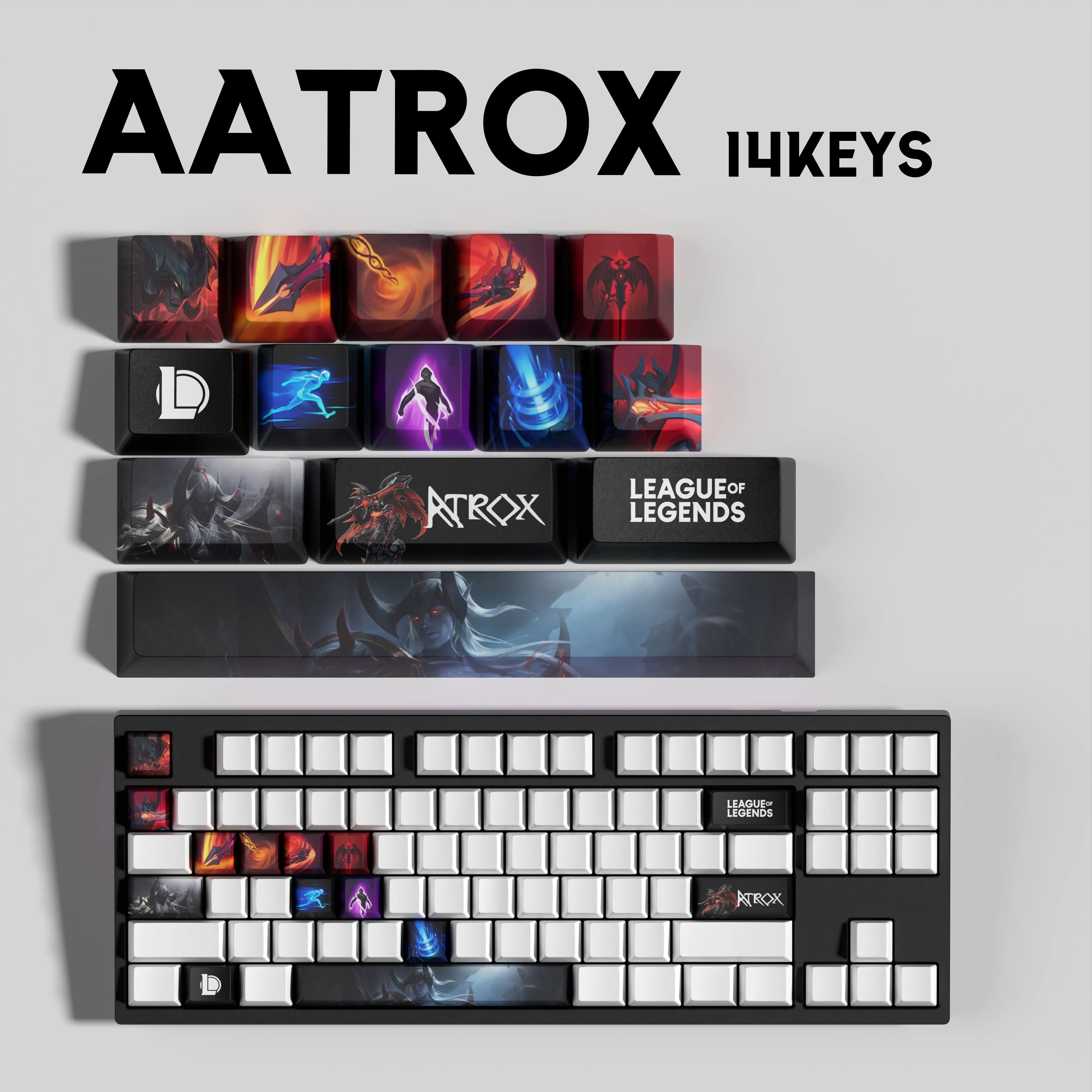 NEW SPECIAL EDITION League of Legends Aatrox Keycaps – 14 Key