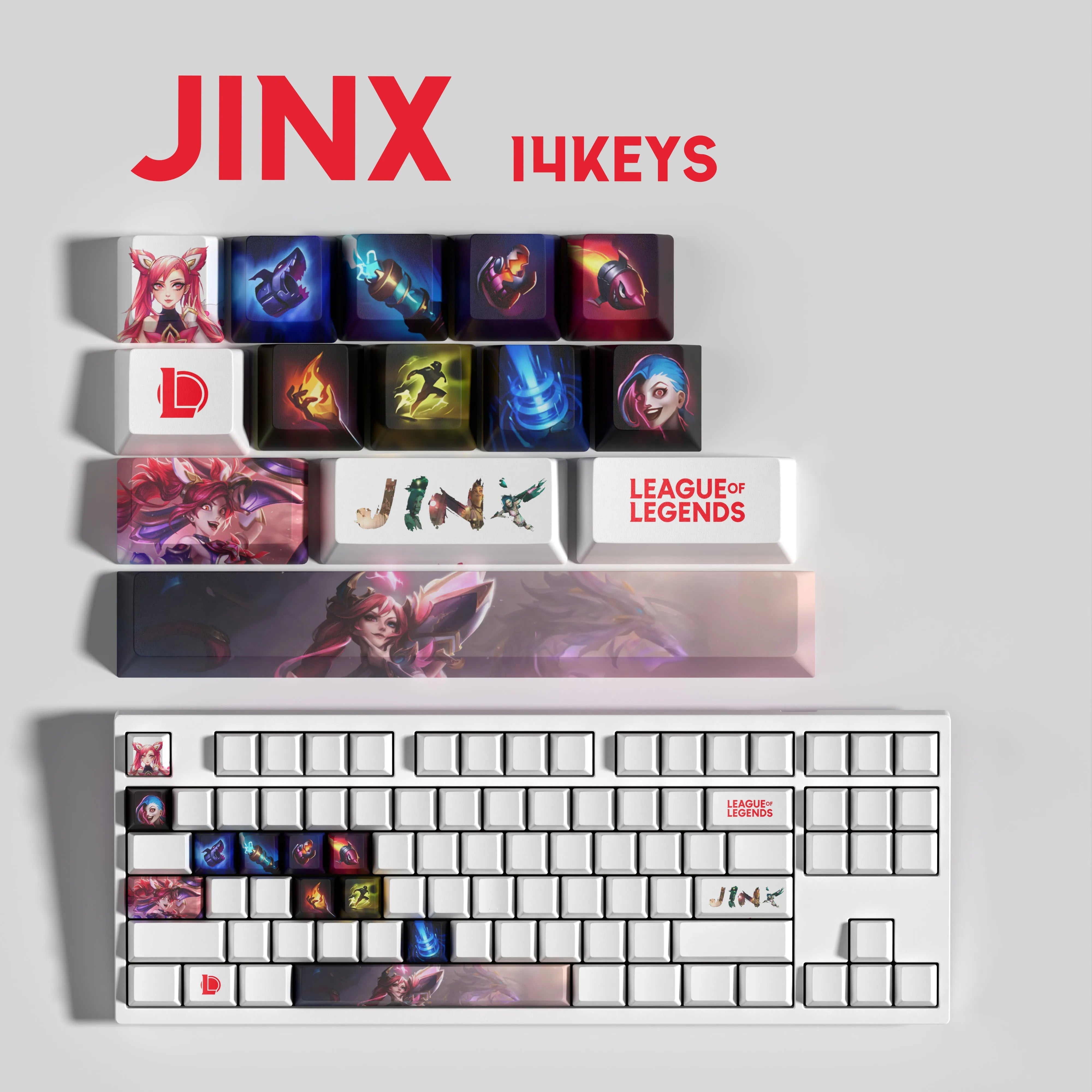 NEW SPECIAL EDITION League of Legends Jinx Keycaps – 14 Key